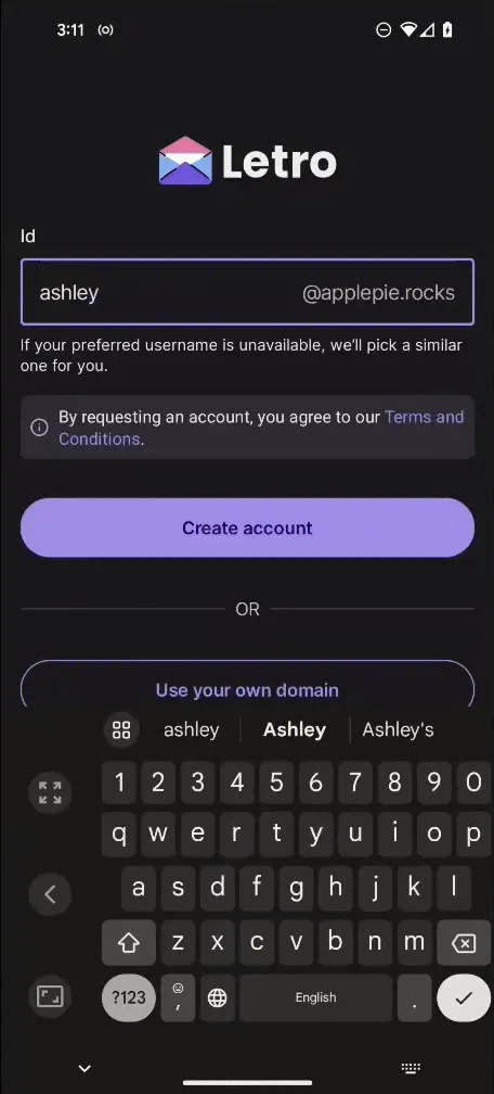 Animation of the account creation